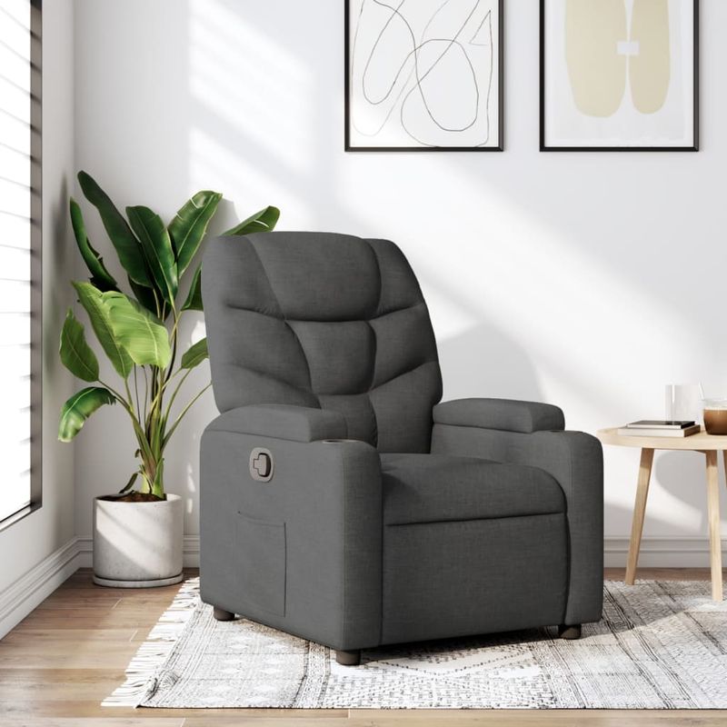 Casa si Gradina - Mobilier - Scaune si fotolii - Fotolii - Fotoliu rabatabil gri inchis, material textil - Infinity.ro