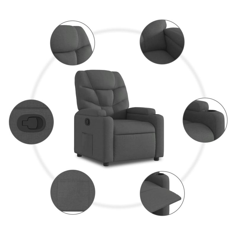 Casa si Gradina - Mobilier - Scaune si fotolii - Fotolii - Fotoliu rabatabil gri inchis, material textil - Infinity.ro