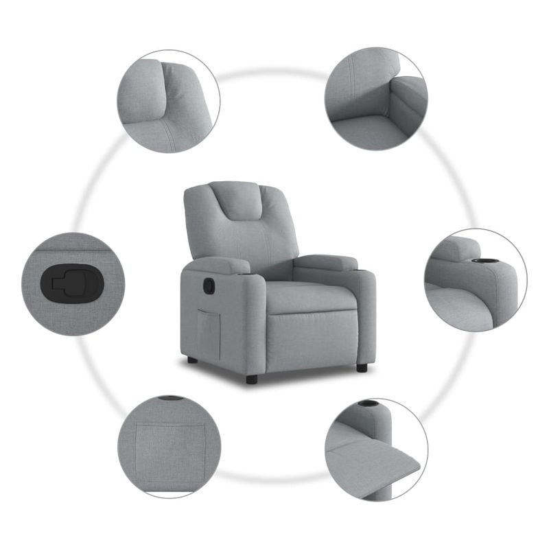 Casa si Gradina - Mobilier - Scaune si fotolii - Fotolii - Fotoliu rabatabil gri deschis, material textil - Infinity.ro