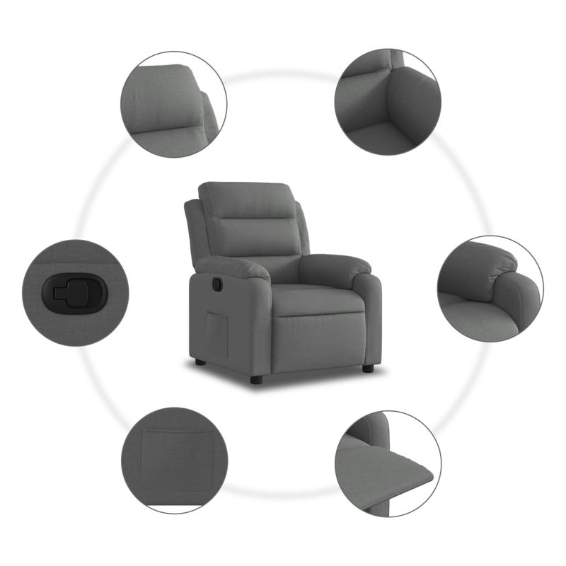 Casa si Gradina - Mobilier - Scaune si fotolii - Fotolii - Fotoliu rabatabil gri inchis, material textil - Infinity.ro