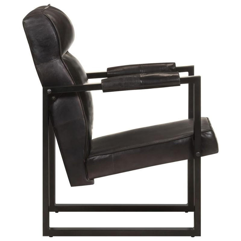 Casa si Gradina - Mobilier - Scaune si fotolii - Fotolii - Fotoliu, negru, 60x75x90 cm, piele naturala de capra - Infinity.ro