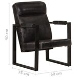 Casa si Gradina - Mobilier - Scaune si fotolii - Fotolii - Fotoliu, negru, 60x75x90 cm, piele naturala de capra - Infinity.ro