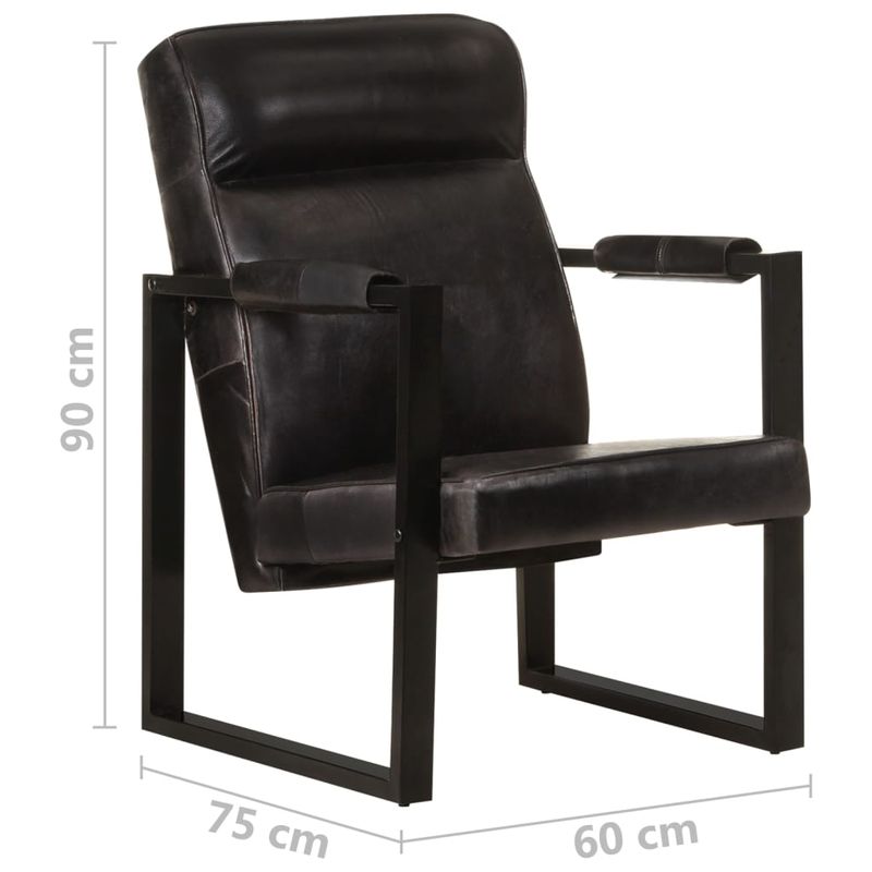 Casa si Gradina - Mobilier - Scaune si fotolii - Fotolii - Fotoliu, negru, 60x75x90 cm, piele naturala de capra - Infinity.ro