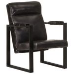 Casa si Gradina - Mobilier - Scaune si fotolii - Fotolii - Fotoliu, negru, 60x75x90 cm, piele naturala de capra - Infinity.ro