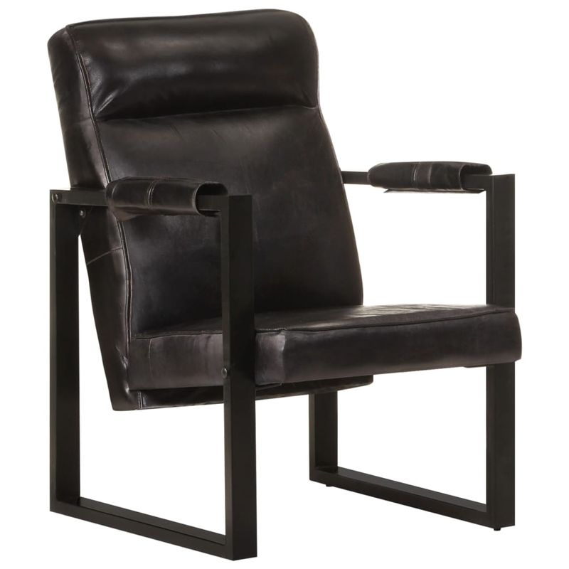 Casa si Gradina - Mobilier - Scaune si fotolii - Fotolii - Fotoliu, negru, 60x75x90 cm, piele naturala de capra - Infinity.ro