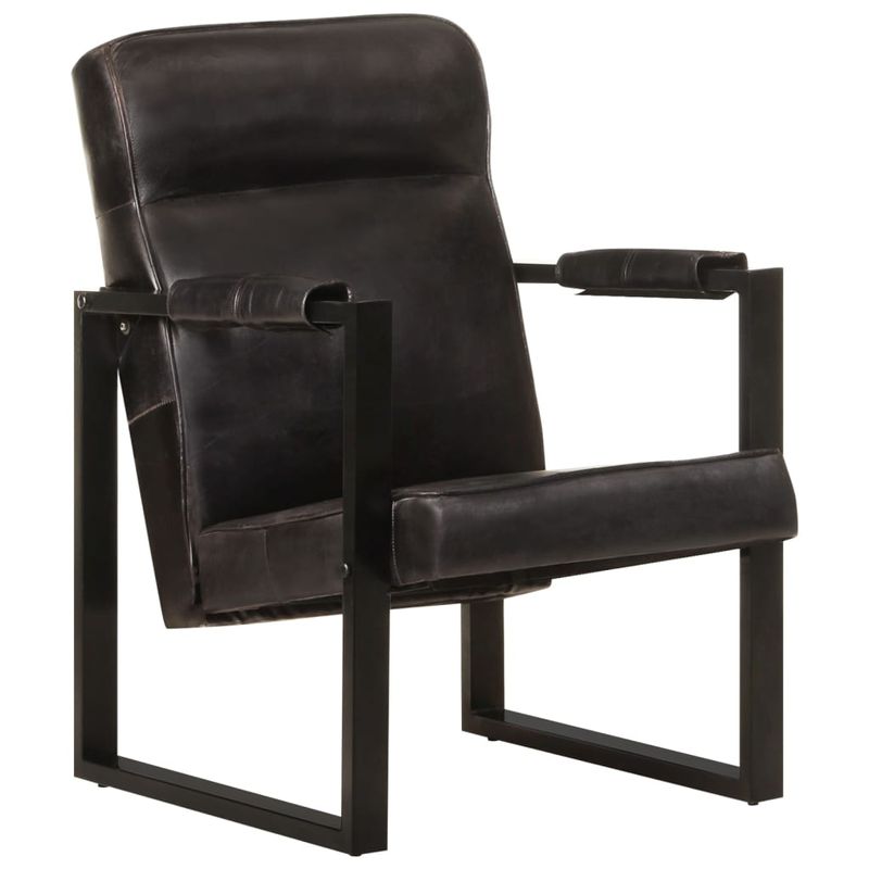 Casa si Gradina - Mobilier - Scaune si fotolii - Fotolii - Fotoliu, negru, 60x75x90 cm, piele naturala de capra - Infinity.ro