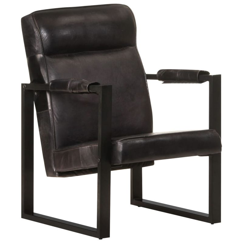 Casa si Gradina - Mobilier - Scaune si fotolii - Fotolii - Fotoliu, negru, 60x75x90 cm, piele naturala de capra - Infinity.ro