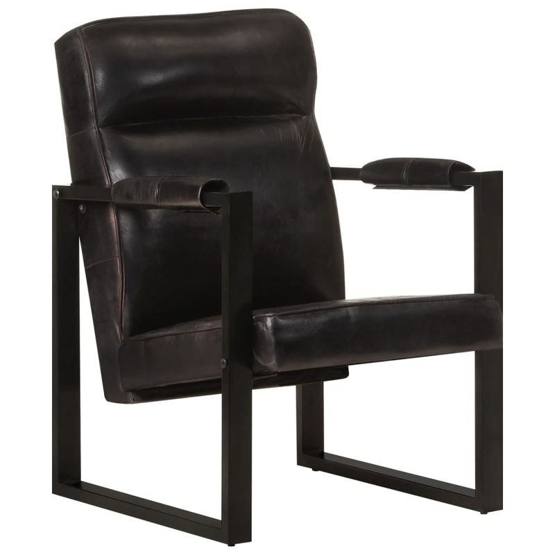 Casa si Gradina - Mobilier - Scaune si fotolii - Fotolii - Fotoliu, negru, 60x75x90 cm, piele naturala de capra - Infinity.ro