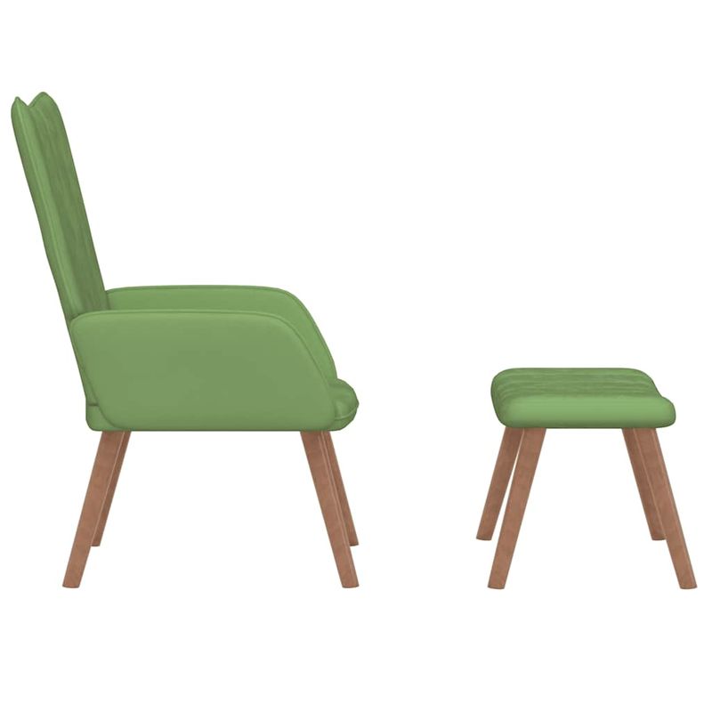 Casa si Gradina - Mobilier - Scaune si fotolii - Fotolii - Fotoliu de relaxare cu taburet, verde deschis, catifea - Infinity.ro
