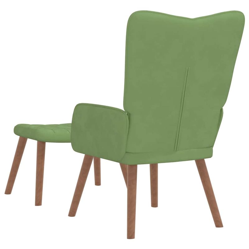 Casa si Gradina - Mobilier - Scaune si fotolii - Fotolii - Fotoliu de relaxare cu taburet, verde deschis, catifea - Infinity.ro