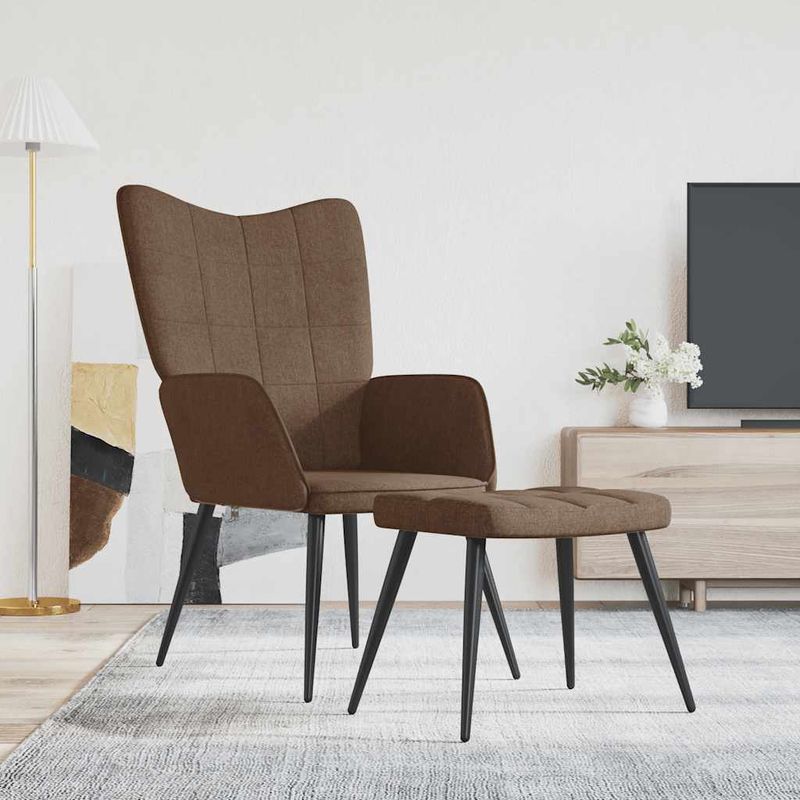 Casa si Gradina - Mobilier - Scaune si fotolii - Fotolii - Fotoliu de relaxare cu taburet, maro, textil - Infinity.ro