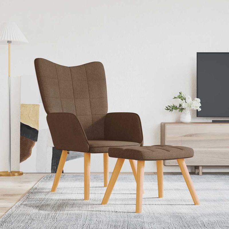 Casa si Gradina - Mobilier - Scaune si fotolii - Fotolii - Fotoliu de relaxare cu taburet, maro, textil - Infinity.ro