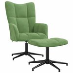Casa si Gradina - Mobilier - Scaune si fotolii - Fotolii - Fotoliu de relaxare cu taburet, verde deschis, catifea - Infinity.ro
