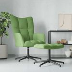Casa si Gradina - Mobilier - Scaune si fotolii - Fotolii - Fotoliu de relaxare cu taburet, verde deschis, catifea - Infinity.ro