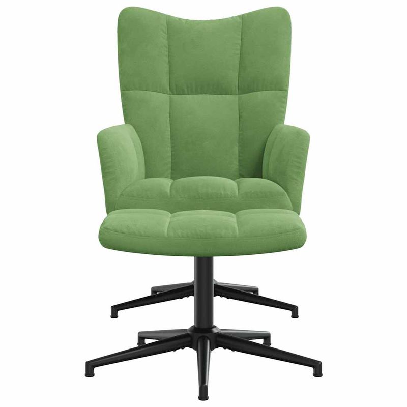 Casa si Gradina - Mobilier - Scaune si fotolii - Fotolii - Fotoliu de relaxare cu taburet, verde deschis, catifea - Infinity.ro
