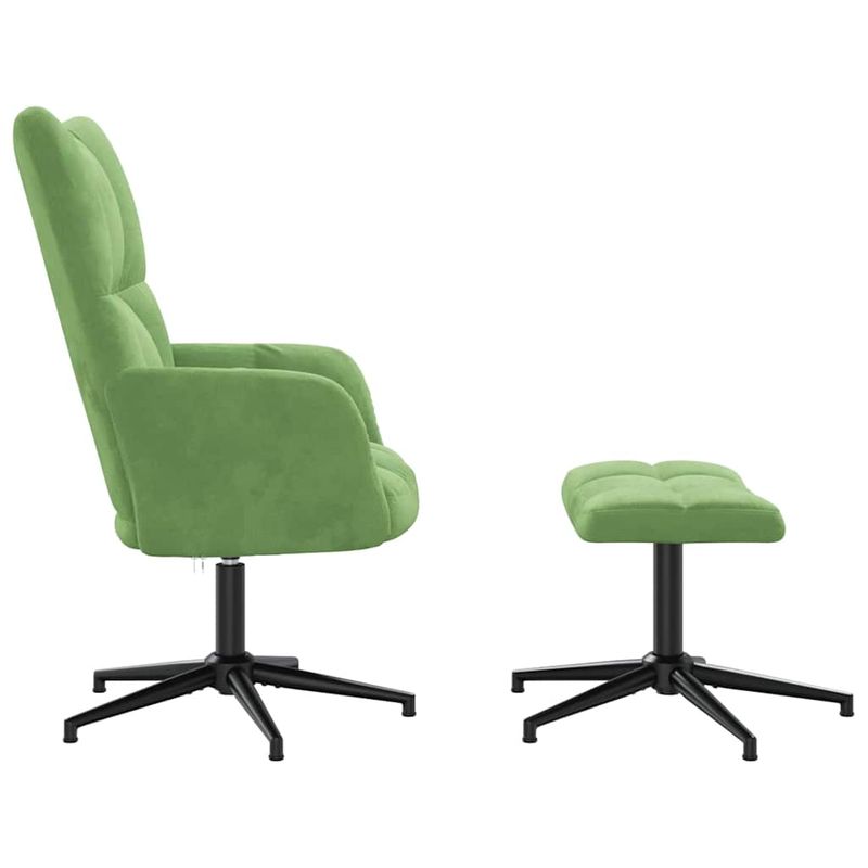 Casa si Gradina - Mobilier - Scaune si fotolii - Fotolii - Fotoliu de relaxare cu taburet, verde deschis, catifea - Infinity.ro