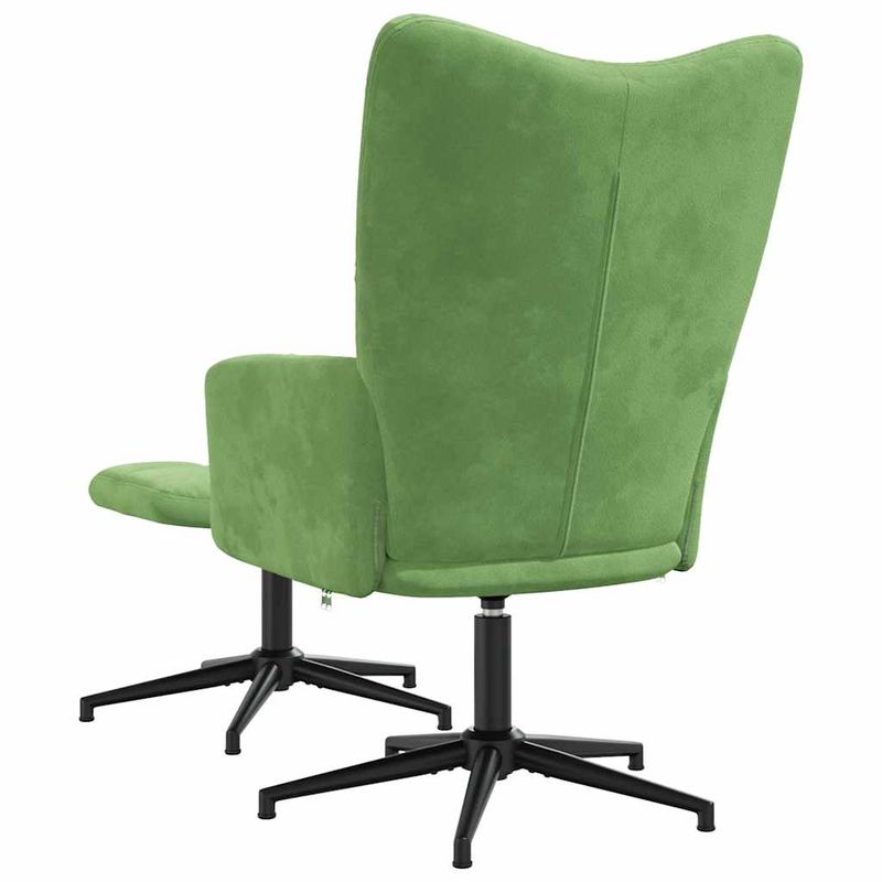 Casa si Gradina - Mobilier - Scaune si fotolii - Fotolii - Fotoliu de relaxare cu taburet, verde deschis, catifea - Infinity.ro