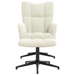 Casa si Gradina - Mobilier - Scaune si fotolii - Fotolii - Fotoliu de relaxare cu taburet, alb crem, catifea - Infinity.ro