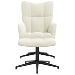 Casa si Gradina - Mobilier - Scaune si fotolii - Fotolii - Fotoliu de relaxare cu taburet, alb crem, catifea - Infinity.ro