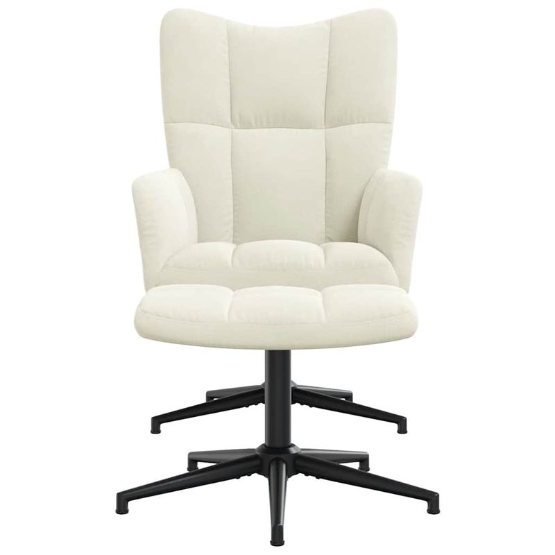 Casa si Gradina - Mobilier - Scaune si fotolii - Fotolii - Fotoliu de relaxare cu taburet, alb crem, catifea - Infinity.ro