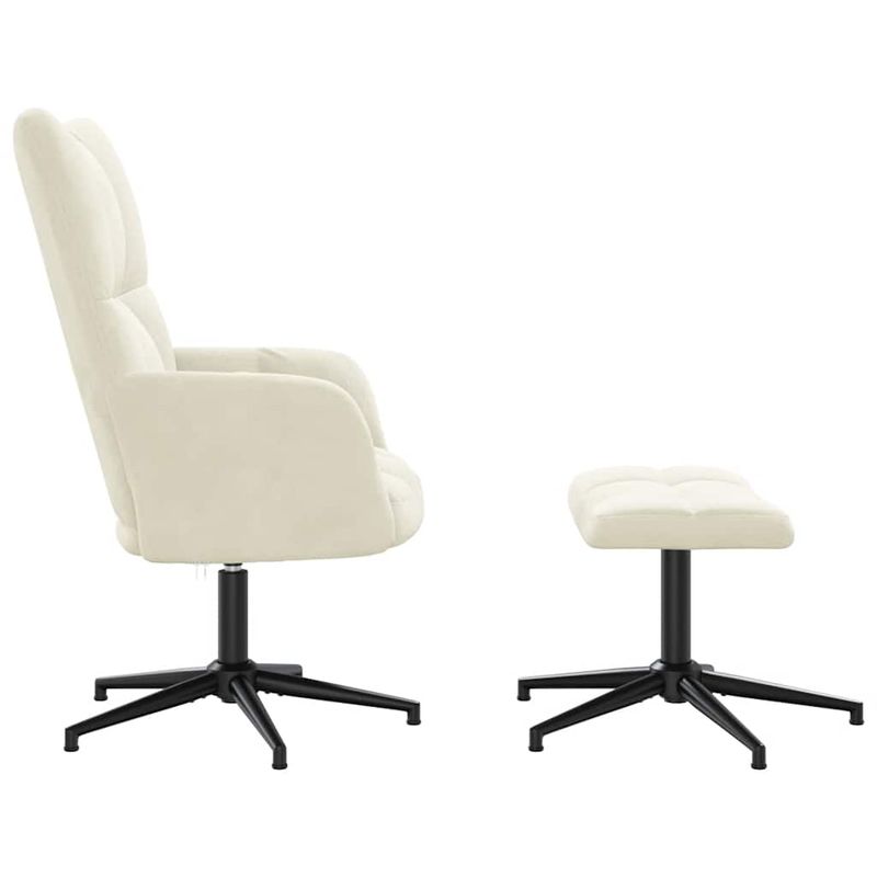 Casa si Gradina - Mobilier - Scaune si fotolii - Fotolii - Fotoliu de relaxare cu taburet, alb crem, catifea - Infinity.ro
