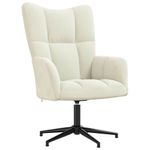 Casa si Gradina - Mobilier - Scaune si fotolii - Fotolii - Fotoliu de relaxare cu taburet, alb crem, catifea - Infinity.ro