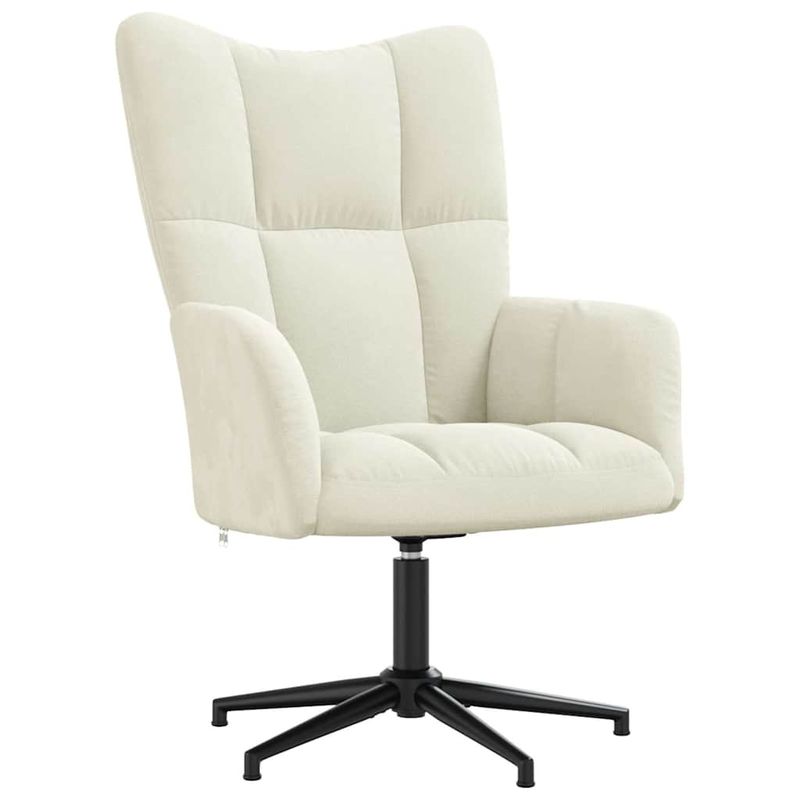 Casa si Gradina - Mobilier - Scaune si fotolii - Fotolii - Fotoliu de relaxare cu taburet, alb crem, catifea - Infinity.ro
