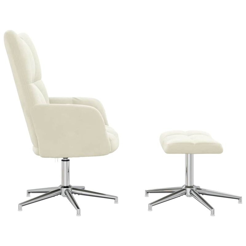 Casa si Gradina - Mobilier - Scaune si fotolii - Fotolii - Fotoliu de relaxare cu taburet, alb crem, catifea - Infinity.ro