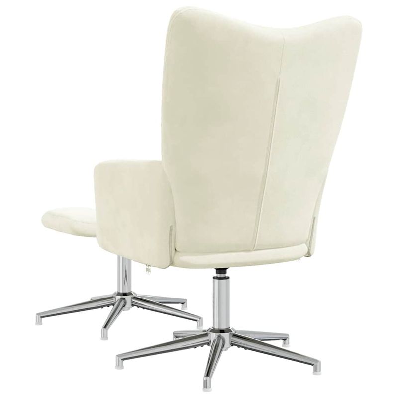 Casa si Gradina - Mobilier - Scaune si fotolii - Fotolii - Fotoliu de relaxare cu taburet, alb crem, catifea - Infinity.ro