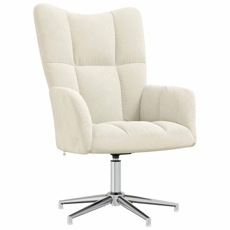 Casa si Gradina - Mobilier - Scaune si fotolii - Fotolii - Fotoliu de relaxare cu taburet, alb crem, catifea - Infinity.ro