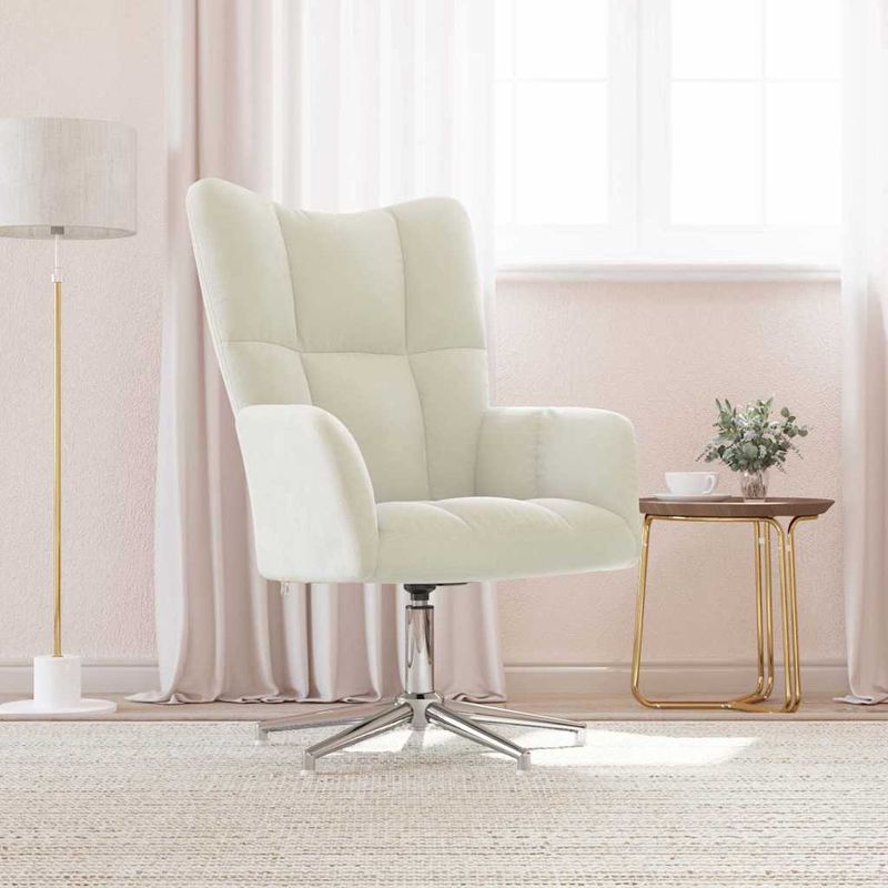 Casa si Gradina - Mobilier - Scaune si fotolii - Fotolii - Fotoliu de relaxare, alb crem, catifea - Infinity.ro