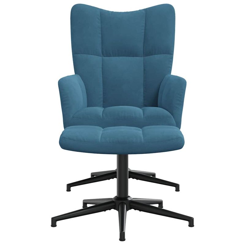 Casa si Gradina - Mobilier - Scaune si fotolii - Fotolii - Fotoliu de relaxare cu taburet, albastru, catifea - Infinity.ro