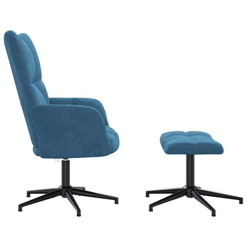 Casa si Gradina - Mobilier - Scaune si fotolii - Fotolii - Fotoliu de relaxare cu taburet, albastru, catifea - Infinity.ro