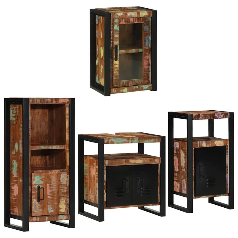 Casa si Gradina - Mobilier - Seturi de mobilier - Seturi baie - Set de mobilier pentru baie cu usa 4 pcs Lemn recuperat solid - Infinity.ro