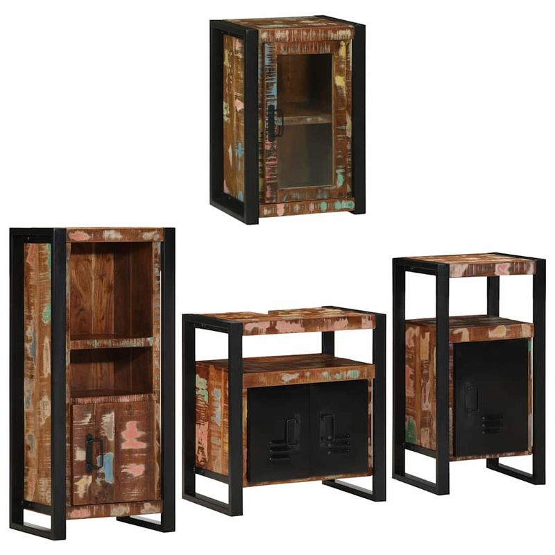 Casa si Gradina - Mobilier - Seturi de mobilier - Seturi baie - Set de mobilier pentru baie cu usa 4 pcs Lemn recuperat solid - Infinity.ro