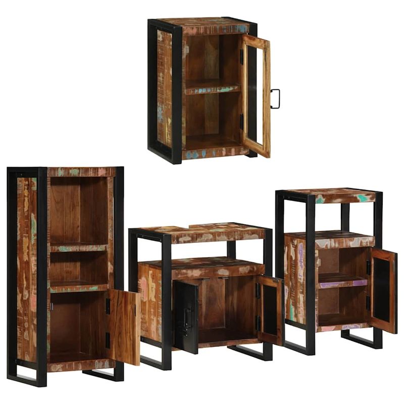 Casa si Gradina - Mobilier - Seturi de mobilier - Seturi baie - Set de mobilier pentru baie cu usa 4 pcs Lemn recuperat solid - Infinity.ro