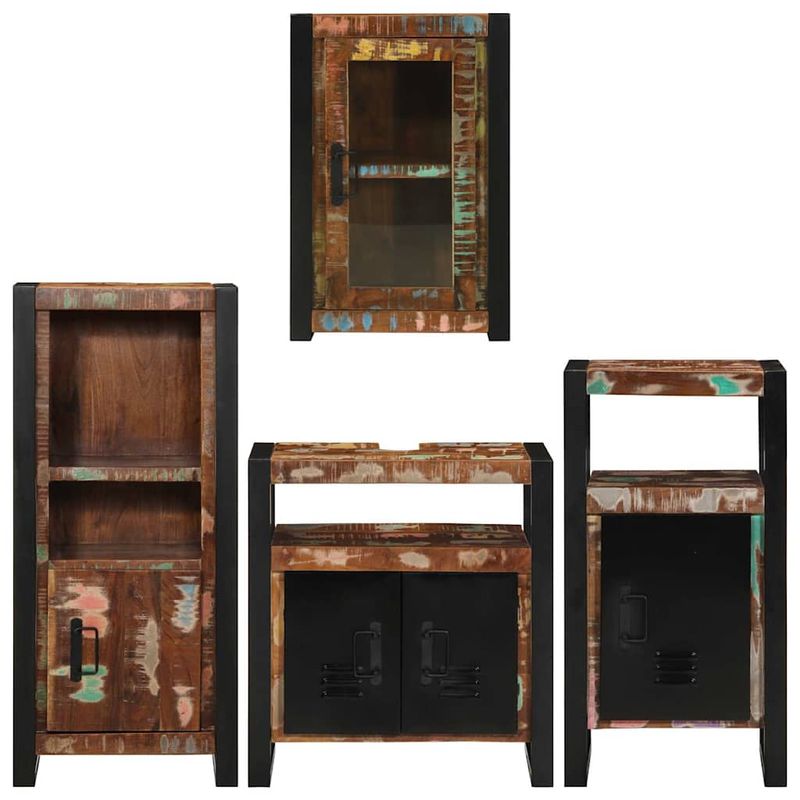 Casa si Gradina - Mobilier - Seturi de mobilier - Seturi baie - Set de mobilier pentru baie cu usa 4 pcs Lemn recuperat solid - Infinity.ro