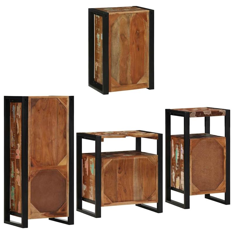 Casa si Gradina - Mobilier - Seturi de mobilier - Seturi baie - Set de mobilier pentru baie cu usa 4 pcs Lemn recuperat solid - Infinity.ro