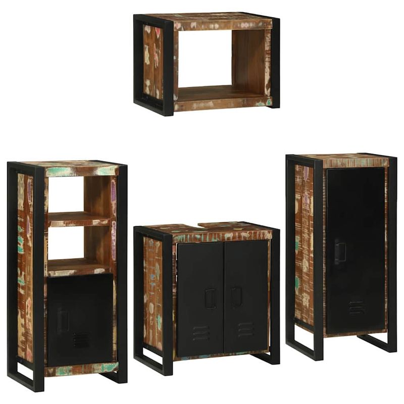 Casa si Gradina - Mobilier - Seturi de mobilier - Seturi baie - Set de mobilier pentru baie cu usa 4 pcs Lemn recuperat solid - Infinity.ro