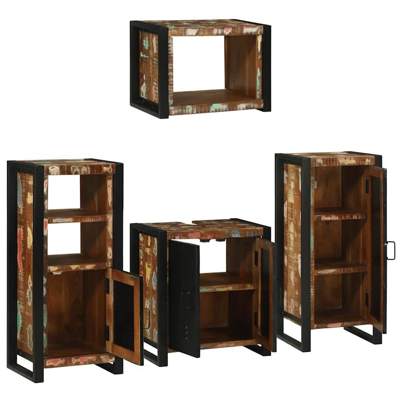 Casa si Gradina - Mobilier - Seturi de mobilier - Seturi baie - Set de mobilier pentru baie cu usa 4 pcs Lemn recuperat solid - Infinity.ro