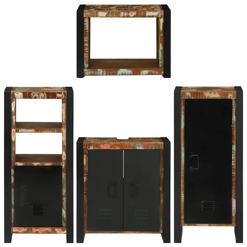 Casa si Gradina - Mobilier - Seturi de mobilier - Seturi baie - Set de mobilier pentru baie cu usa 4 pcs Lemn recuperat solid - Infinity.ro