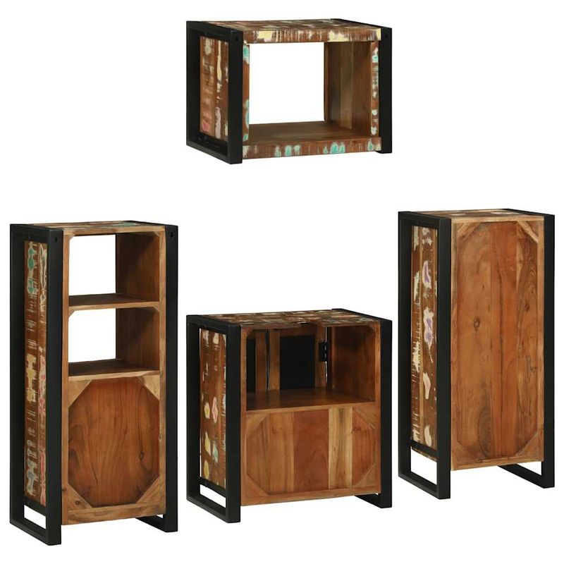 Casa si Gradina - Mobilier - Seturi de mobilier - Seturi baie - Set de mobilier pentru baie cu usa 4 pcs Lemn recuperat solid - Infinity.ro
