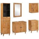 Casa si Gradina - Mobilier - Seturi de mobilier - Seturi baie - Set de mobilier pentru baie cu usa 5 pcs Maro 38 x 33 x 160 cm - Infinity.ro