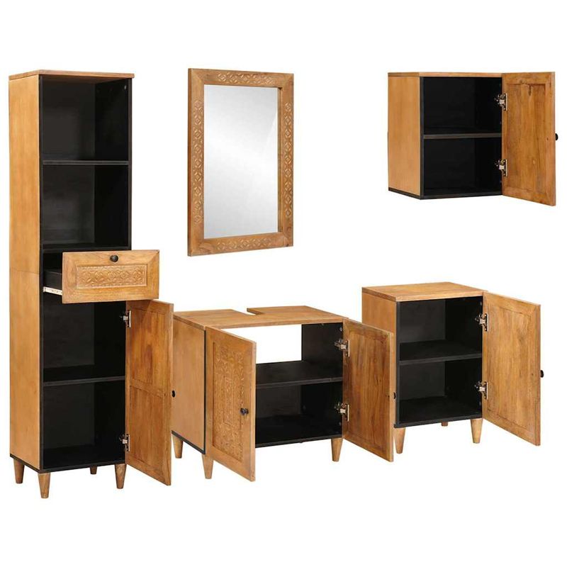 Casa si Gradina - Mobilier - Seturi de mobilier - Seturi baie - Set de mobilier pentru baie cu usa 5 pcs Maro 38 x 33 x 160 cm - Infinity.ro
