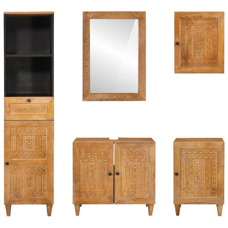 Casa si Gradina - Mobilier - Seturi de mobilier - Seturi baie - Set de mobilier pentru baie cu usa 5 pcs Maro 38 x 33 x 160 cm - Infinity.ro