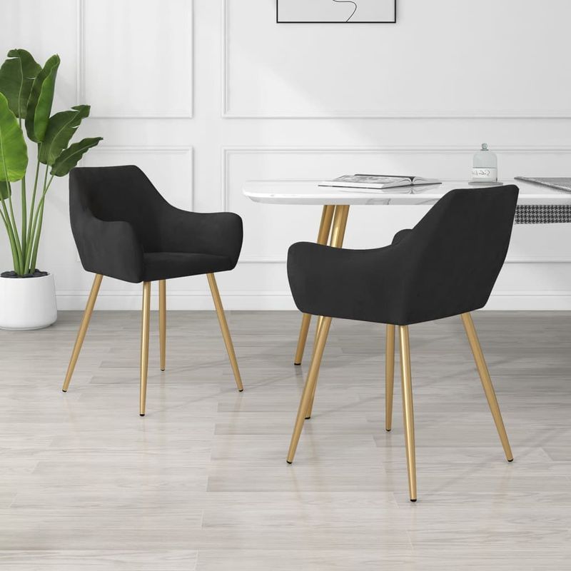 Casa si Gradina - Mobilier - Scaune si fotolii - Scaune - Scaune de bucatarie, 2 buc., negru, catifea - Infinity.ro
