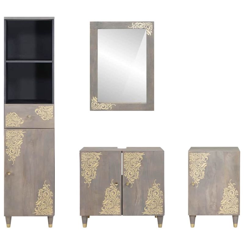 Casa si Gradina - Mobilier - Seturi de mobilier - Seturi baie - Set de mobilier pentru baie cu sertar 4 pcs Gri 62 x 33 x 58 cm - Infinity.ro