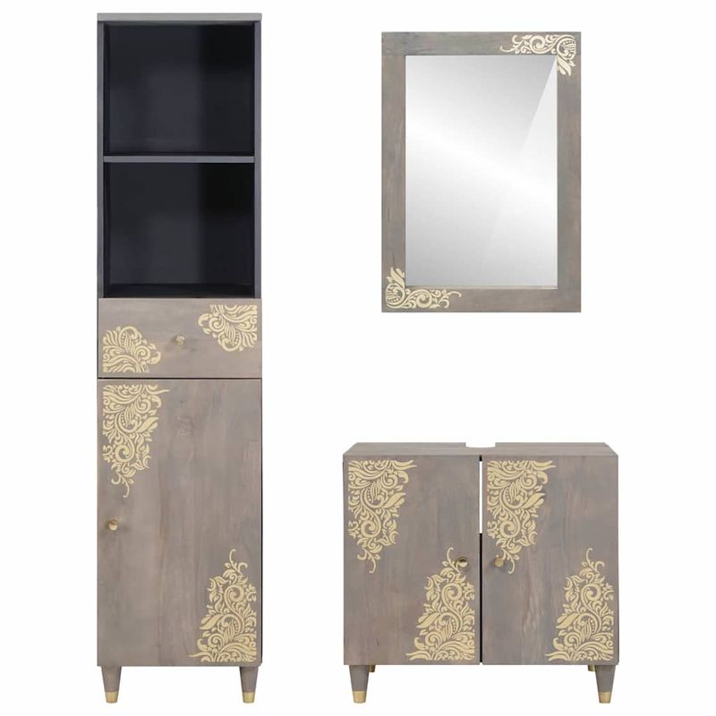 Casa si Gradina - Mobilier - Seturi de mobilier - Seturi baie - Set de mobilier pentru baie cu sertar 3 pcs Gri 62 x 33 x 58 cm - Infinity.ro