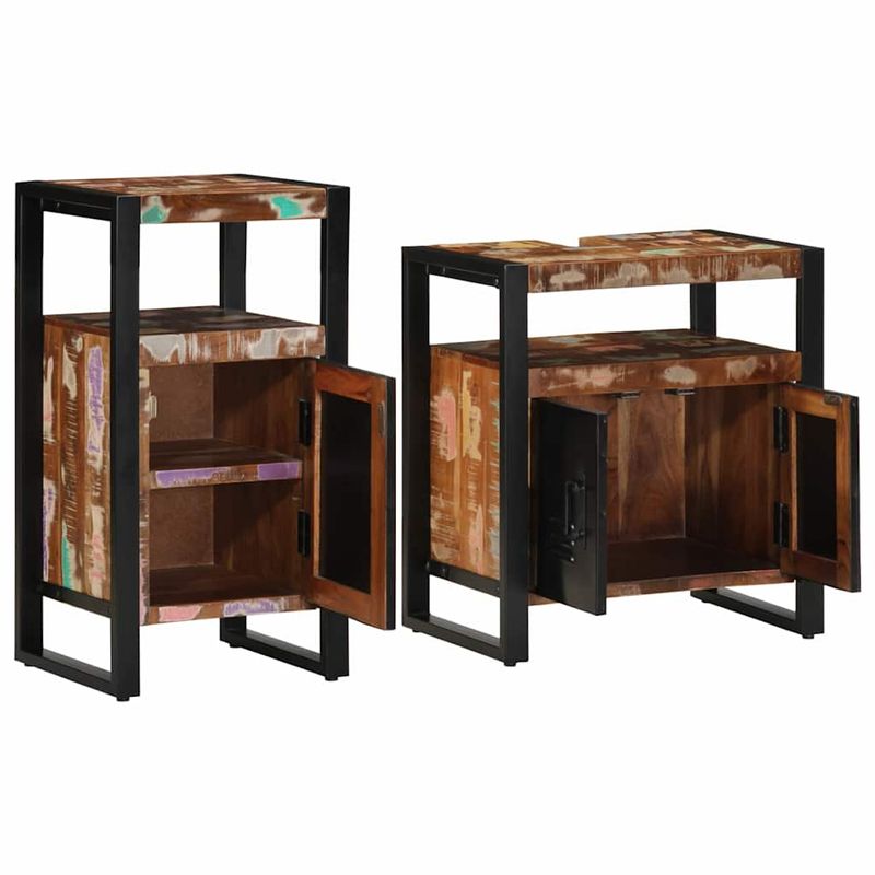 Casa si Gradina - Mobilier - Seturi de mobilier - Seturi baie - Set de mobilier pentru baie 2 pcs Maro Lemn masiv reciclat - Infinity.ro