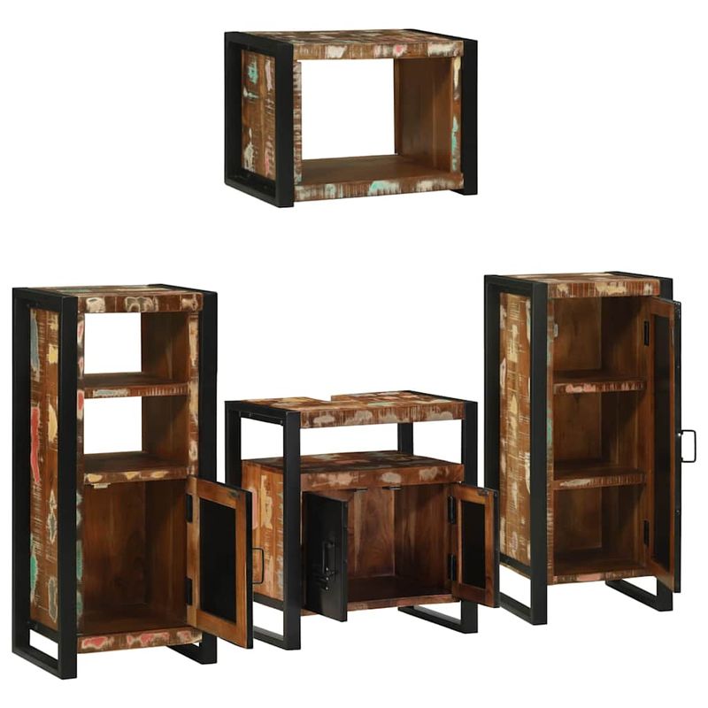 Casa si Gradina - Mobilier - Seturi de mobilier - Seturi baie - Set de mobilier pentru baie cu usa 4 pcs Lemn recuperat solid - Infinity.ro
